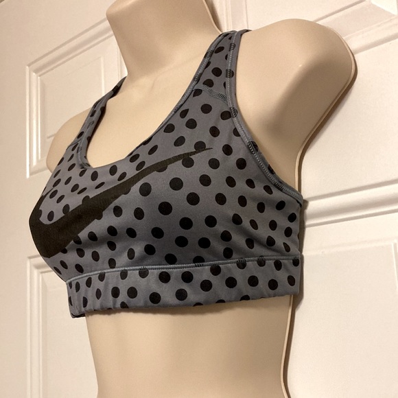 NIKE Dri Fit Gray Black Polka Dot Racerback Sports Bra Womens Small - Picture 3 of 13